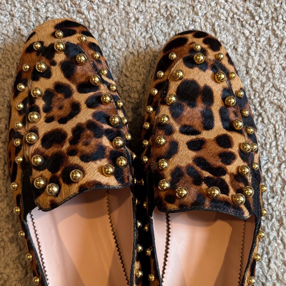 J. Crew Leopard Print Loafers with Gold Studs - Picture 6 of 10